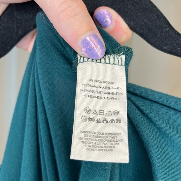 We The Free People Boat Neck Long Sleeve Luna Tunic Tee Top Green Fairycore Boho - Picture 6 of 7